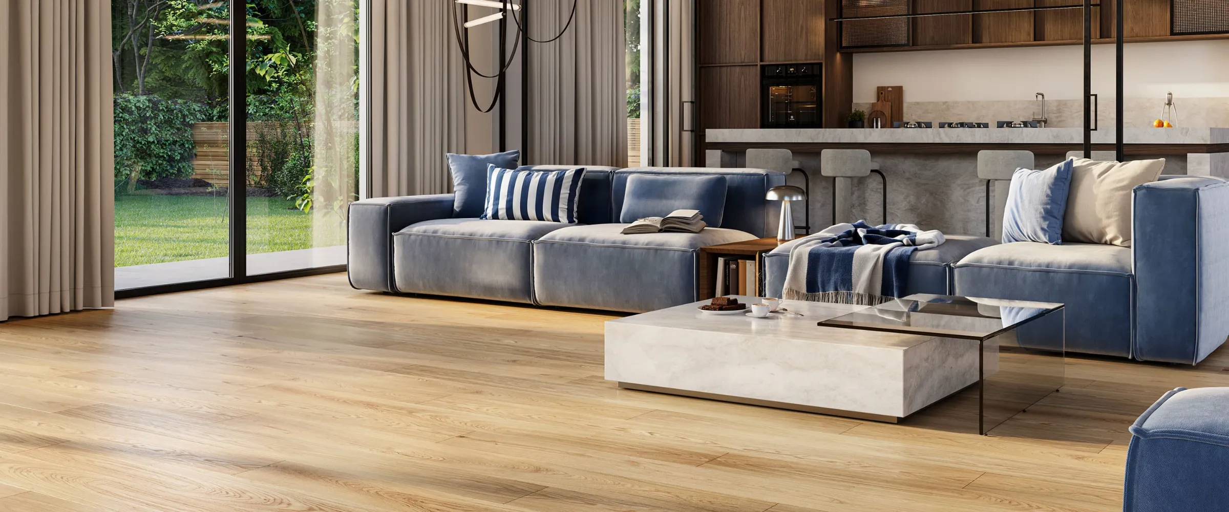 Living con parquet in rovere naturale