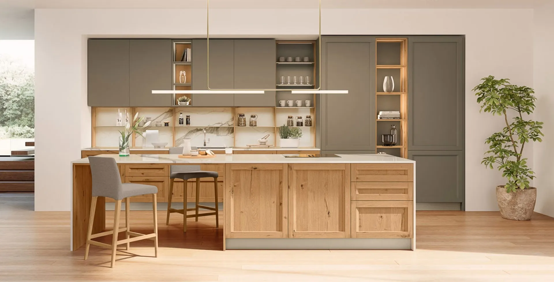 Cucina Milano in rovere nodoso chiaro